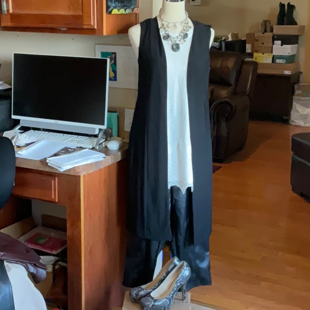 Philosophy Long Black Vest Size S, NWT